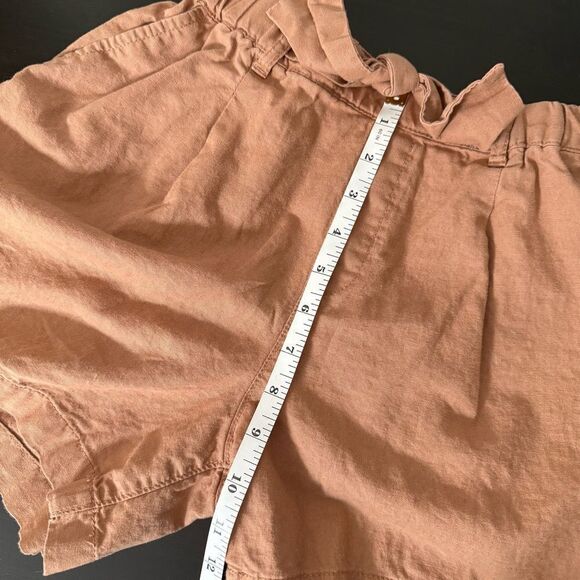 Uniqlo Shorts Girls 9-10 Years Brown Pull On Elastic Waist Linen Blend Summer - Picture 11 of 12